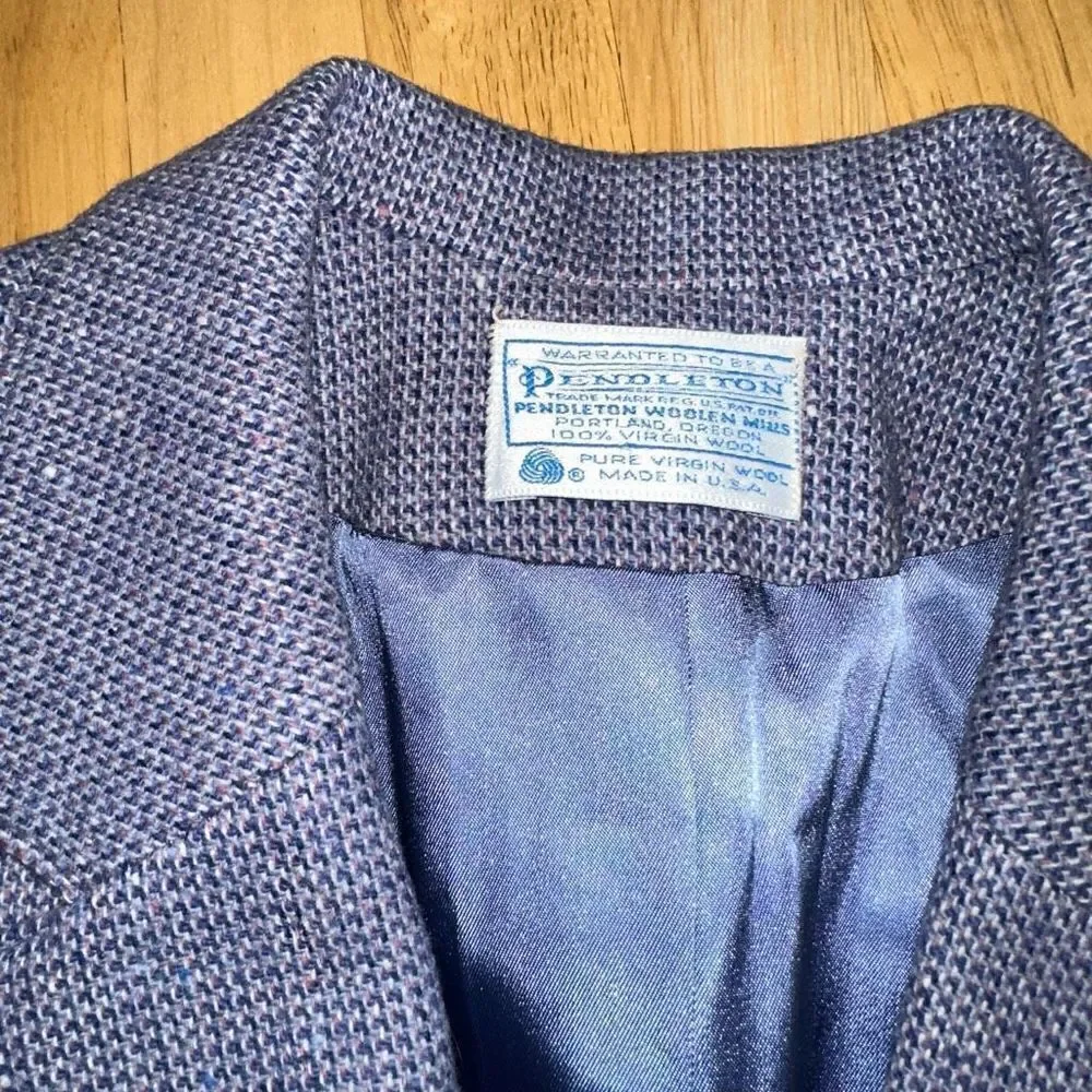 Vintage‎ Pendleton Purple Wool Tweed Blazer Womens Pastel Preppy Career